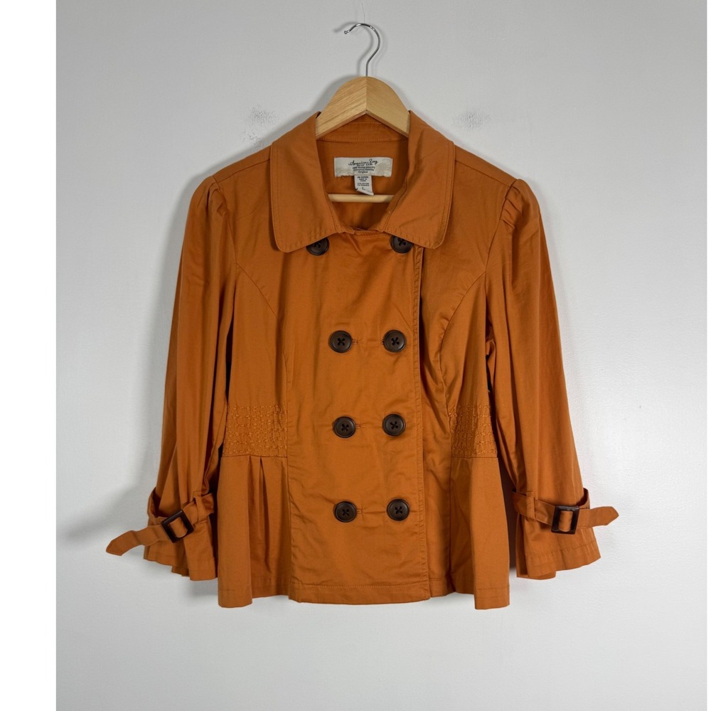 Women’s Double-Breasted Rust Orange Peplum Jacket